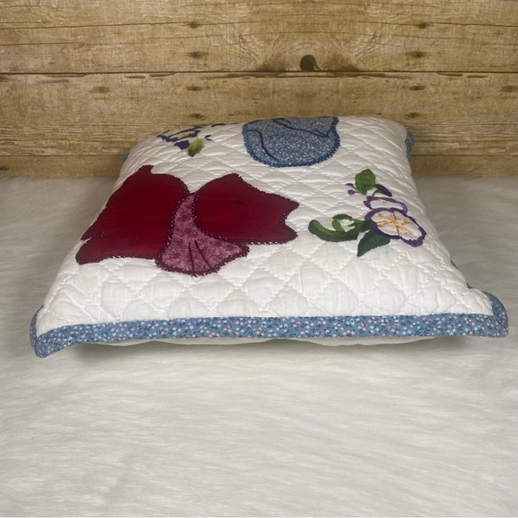 Quilted Cat Dog Throw Pillow Country Decorative Floral Puppy Kitten Vintage - Picture 9 of 11